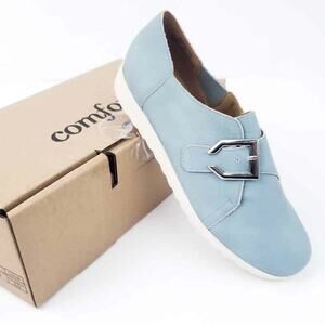 NEW Comfortview Noemi Flat Blue Comfort Shoe 7M, Slipon, Padded Insole